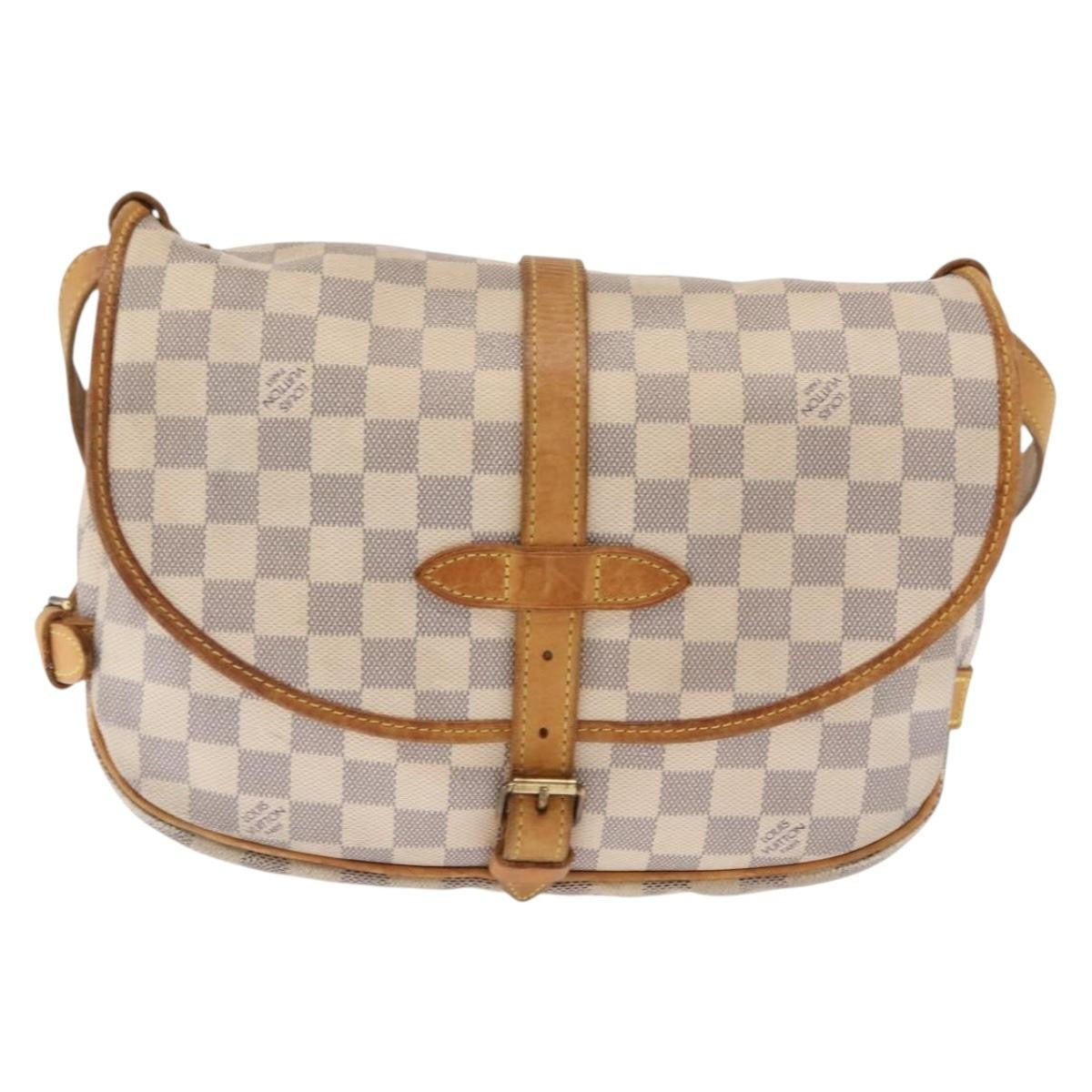 Louis Vuitton Saumur Handbag Damier, BEIGE, CANVAS, Shoulder bag