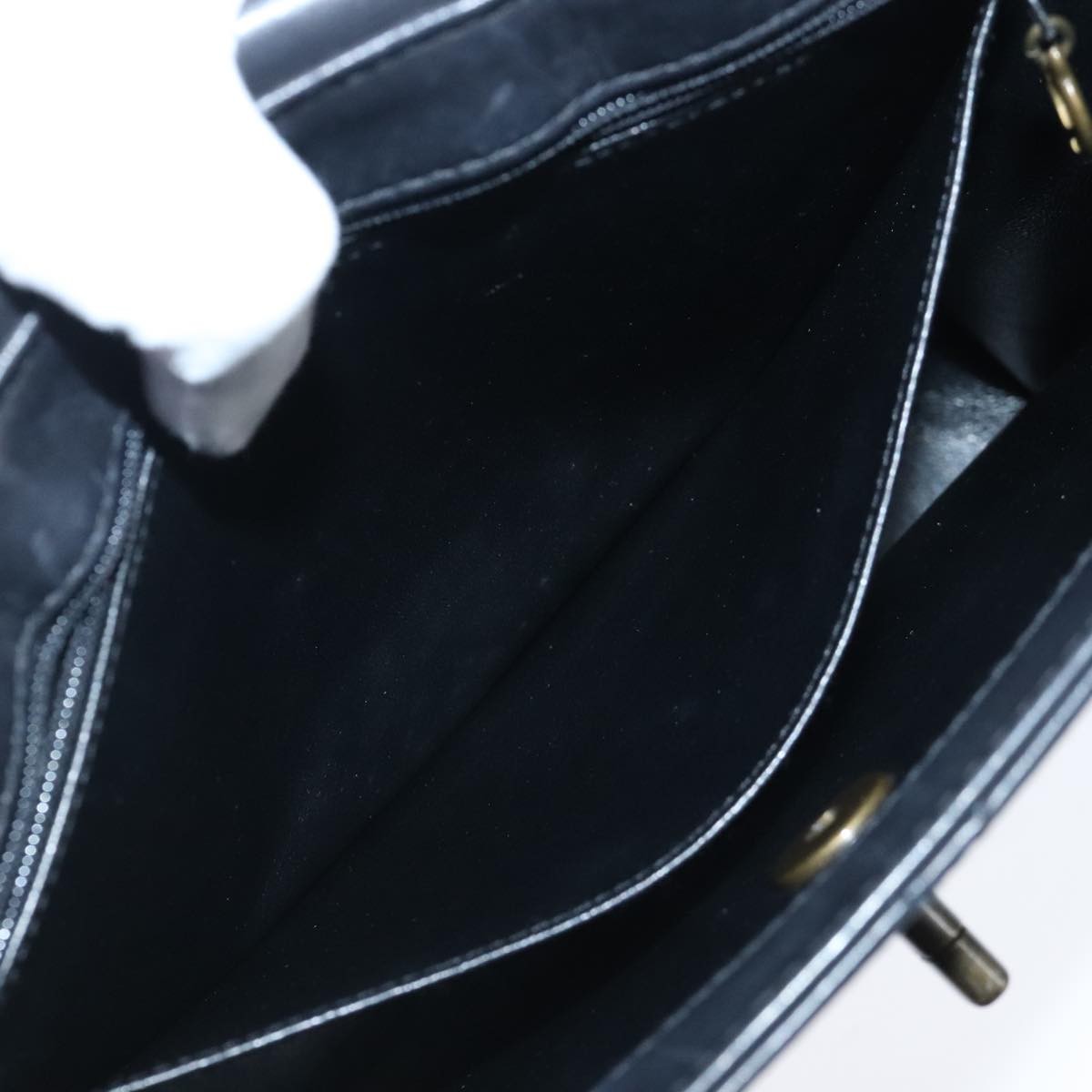 Chanel Vintage CC Turnlock Satchel Leather, BLACK, LEATHER, Handbag