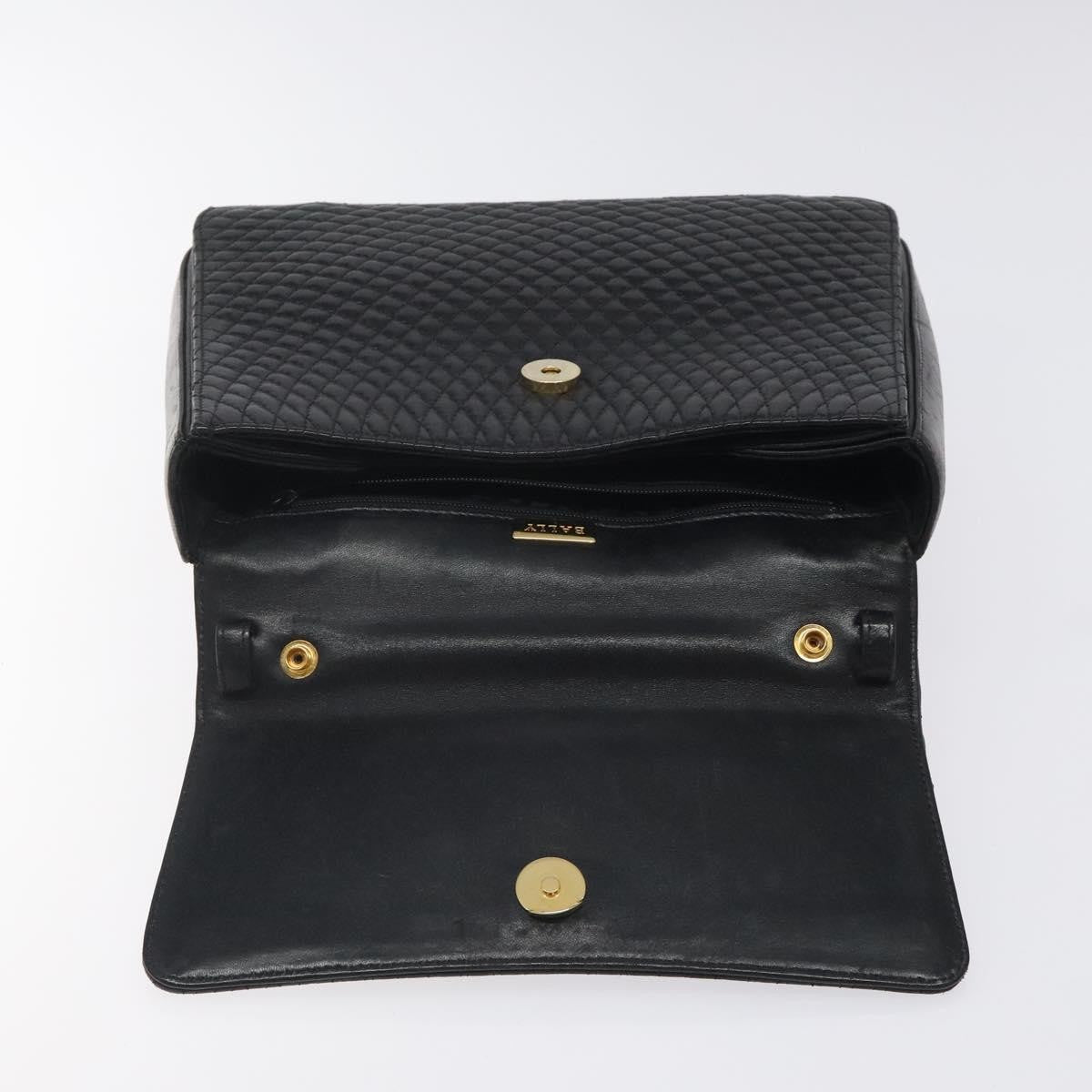Bally Vintage Flap Handbag Quilted Leather, BLACK, LEATHER, Handbag