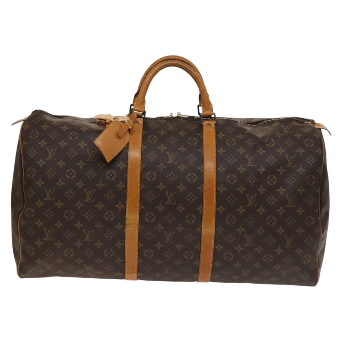 Louis Vuitton Keepall Bag Monogram Canvas, BROWN, CANVAS, Travel bag