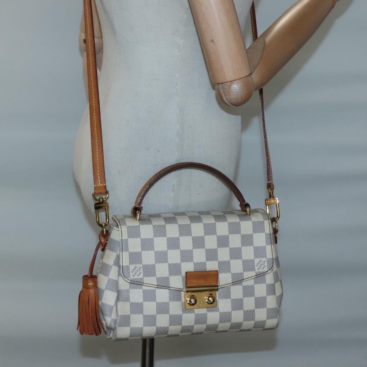 Louis Vuitton Croisette Handbag Damier, WHITE, CANVAS, Handbag