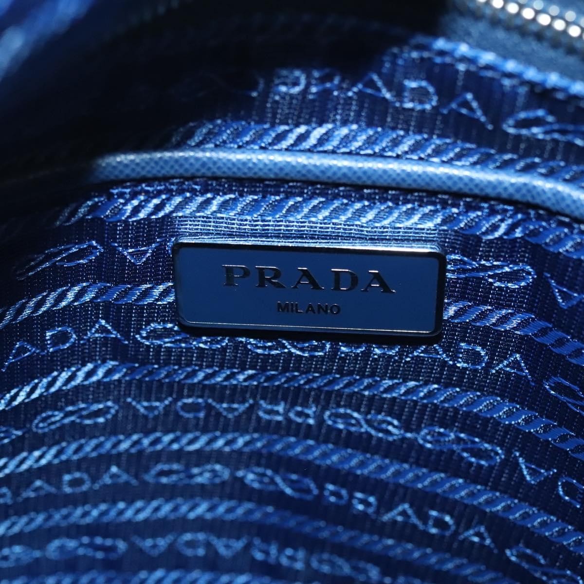 Prada Flat Messenger Tessuto with Leather, BLUE, NYLON, Shoulder bag