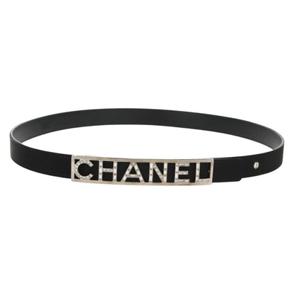 Chanel Logo Belt Leather, BLACK, LEATHER, Belts