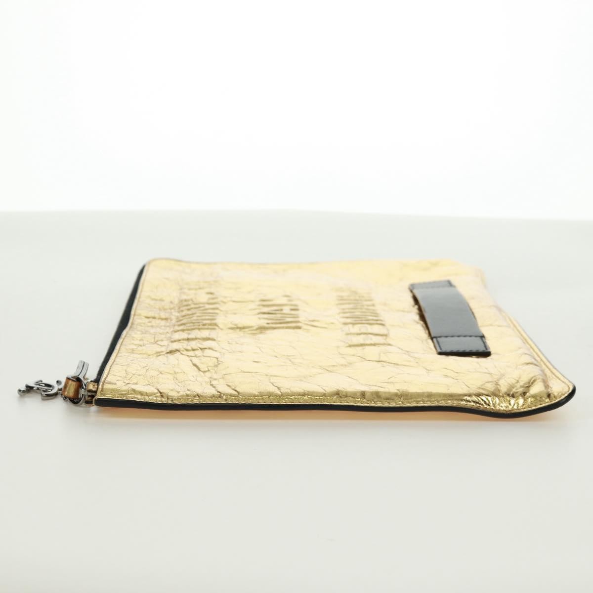 Chanel Feminine Pouch Crinkled Leather, Gold, Leather, Clutch