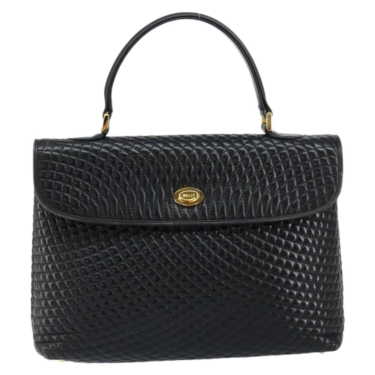 Bally Vintage Handbag Quilted Leather, BLACK, LEATHER, Handbag
