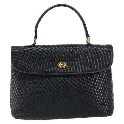 Bally Vintage Handbag Quilted Leather, BLACK, LEATHER, Handbag