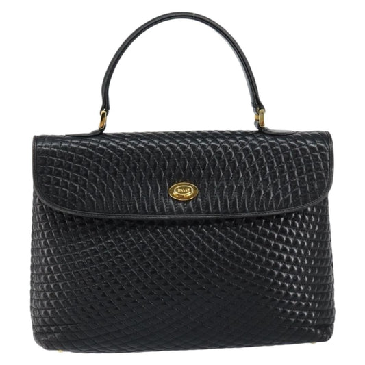 Bally Vintage Handbag Quilted Leather, BLACK, LEATHER, Handbag