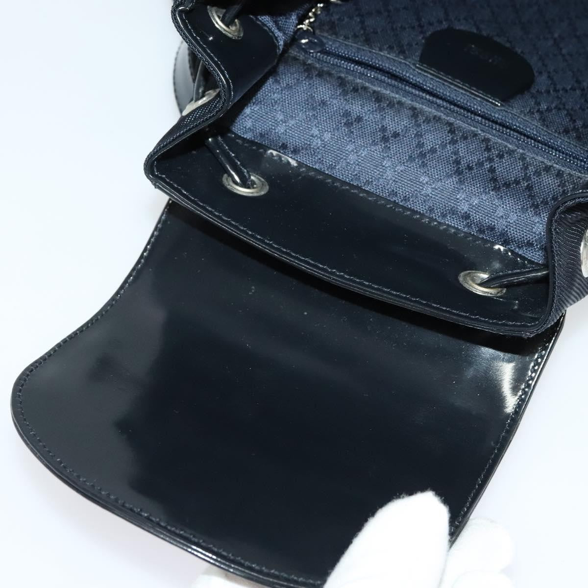 Gucci Vintage Bamboo Backpack Nylon and Patent Leather, BLACK, NYLON, Backpack