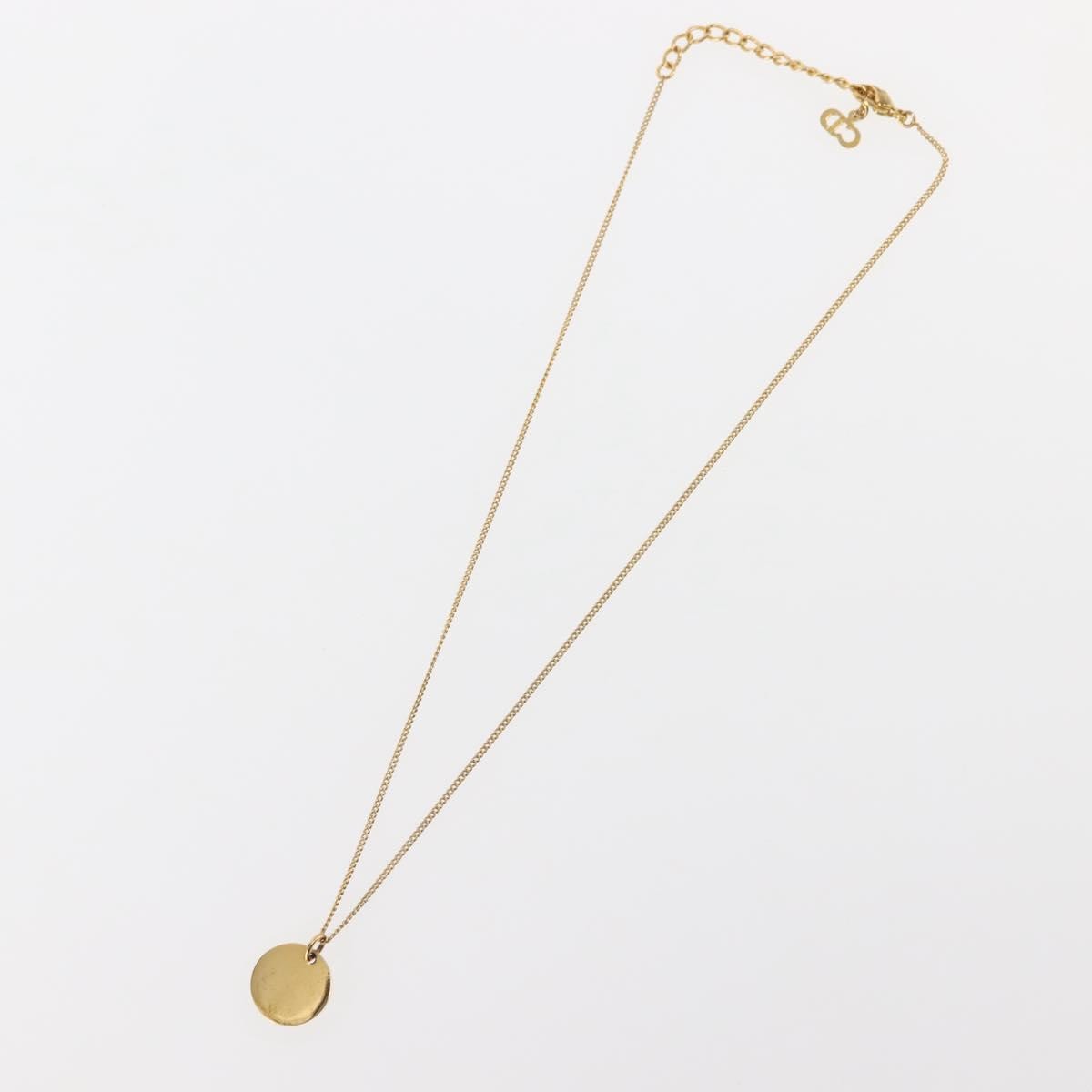 Christian Dior Round Logo Pendant Necklace Metal, GOLD, METAL, Necklace