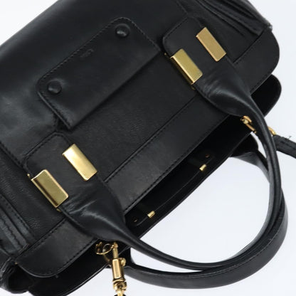 Chloe Alice Satchel Leather, BLACK, LEATHER, Handbag