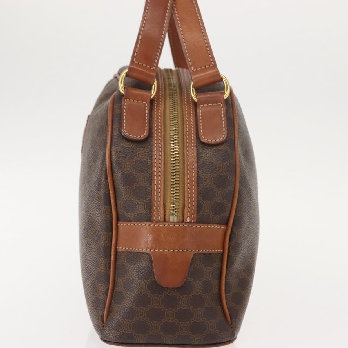 Celine Vintage Macadam Handbag Canvas and Leather, BROWN, CANVAS, Handbag