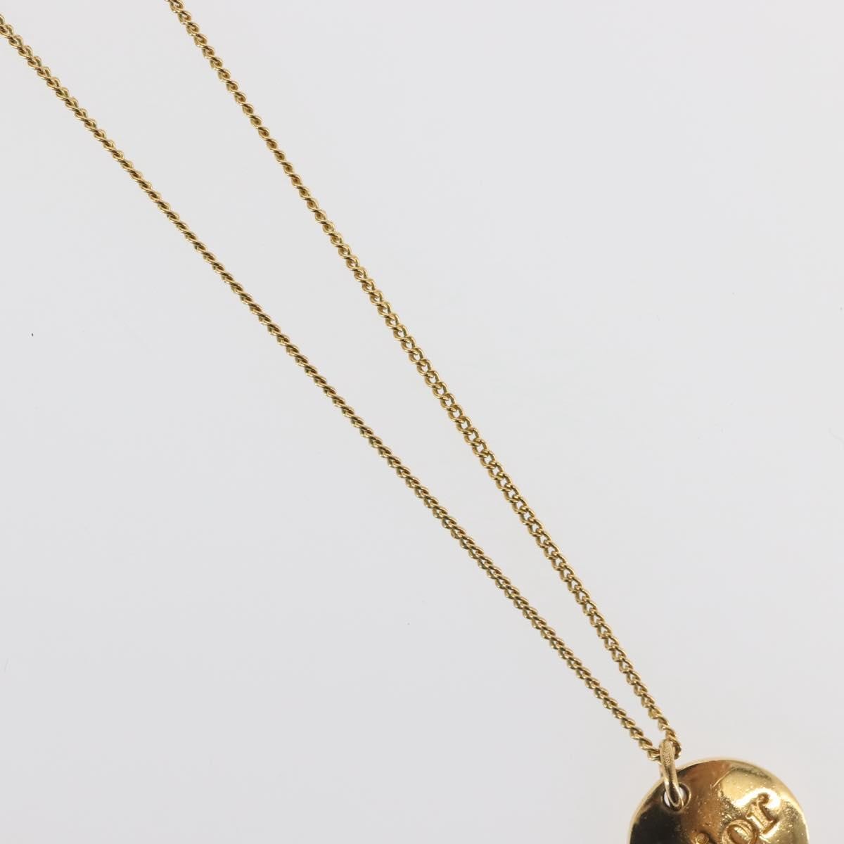 Christian Dior Round Logo Pendant Necklace Metal, GOLD, METAL, Necklace