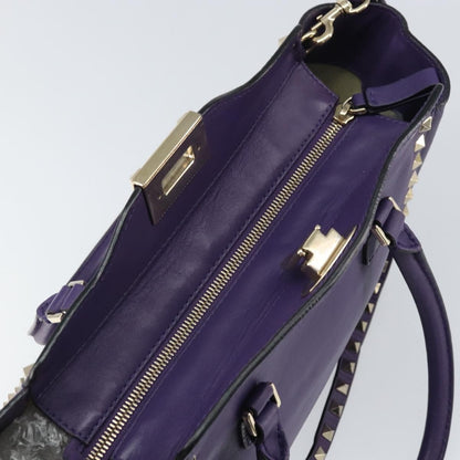 Valentino Garavani Rockstud Tote Rigid Leather, PURPLE, LEATHER, Tote bag