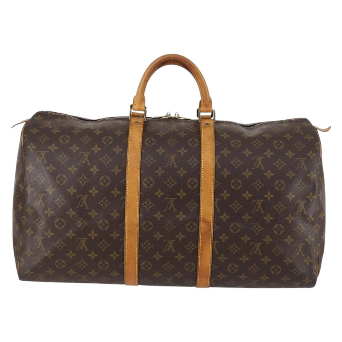Louis Vuitton Keepall Bandouliere Bag Monogram Canvas, BROWN, CANVAS, Travel bag