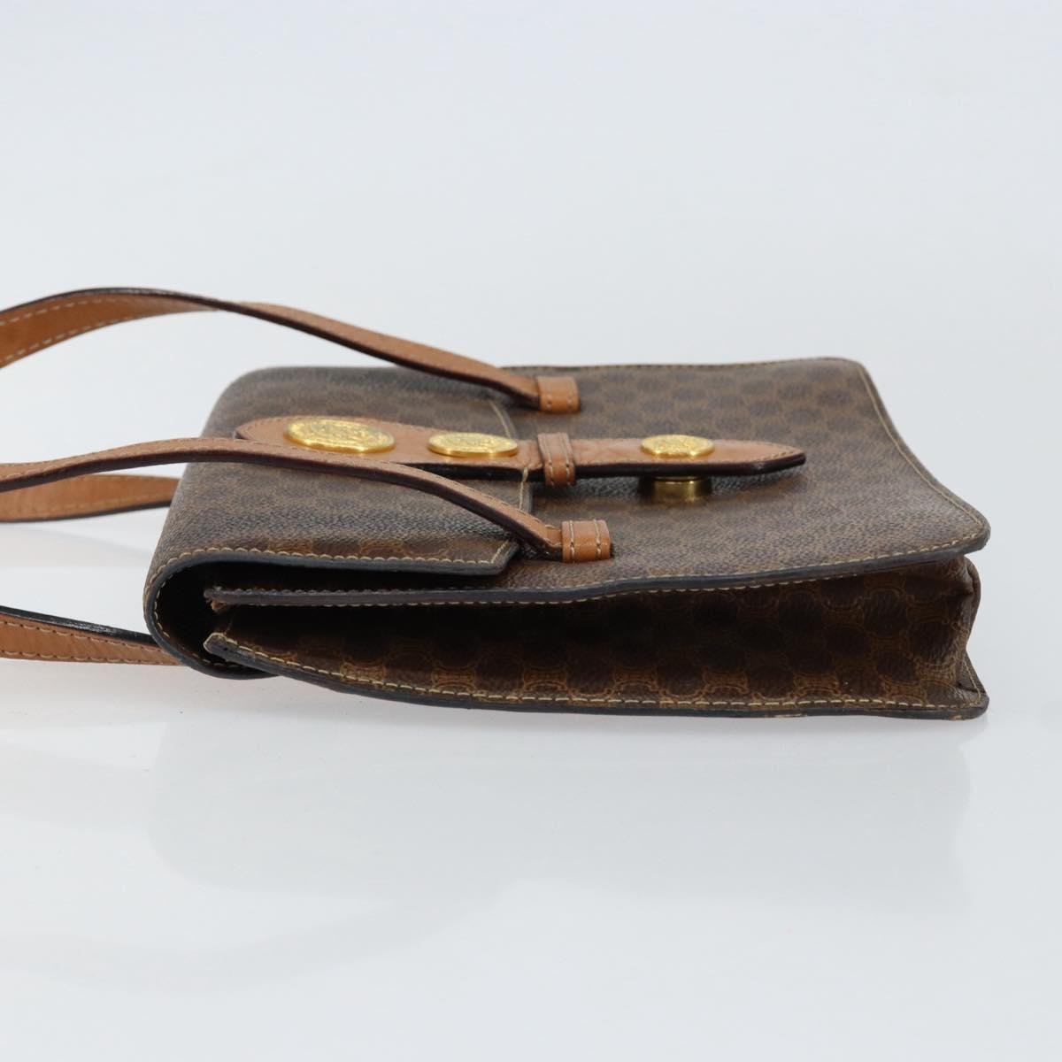 Celine Vintage Macadam Handbag Canvas and Leather, BROWN, CANVAS, Handbag