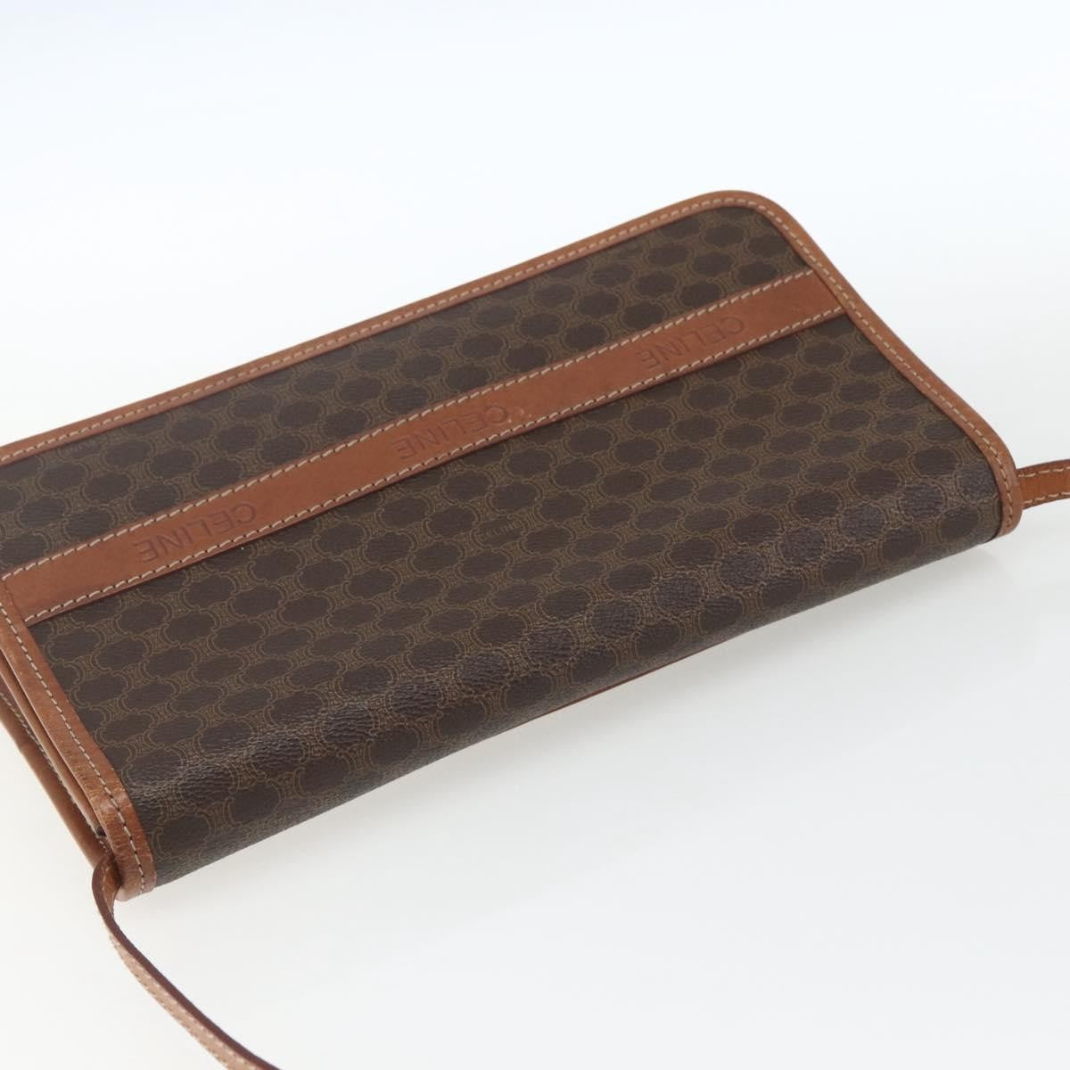 Celine Vintage Macadam Shoulder Bag Canvas and Leather, BROWN, CANVAS, Shoulder bag