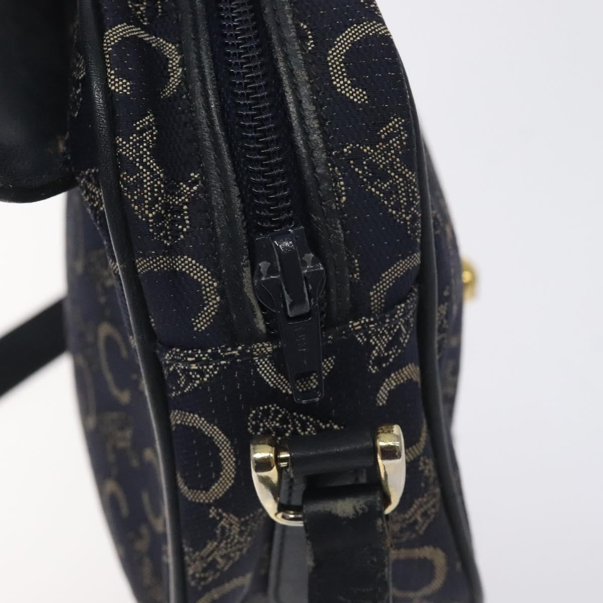 Celine C Sulky Shoulder bag Canvas and Leather, NAVY, CANVAS, Shoulder bag