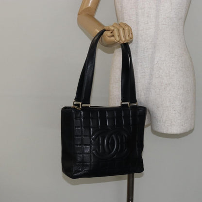 Chanel Chocolate Bar CC Tote Quilted Leather, BLACK, LEATHER, Tote bag
