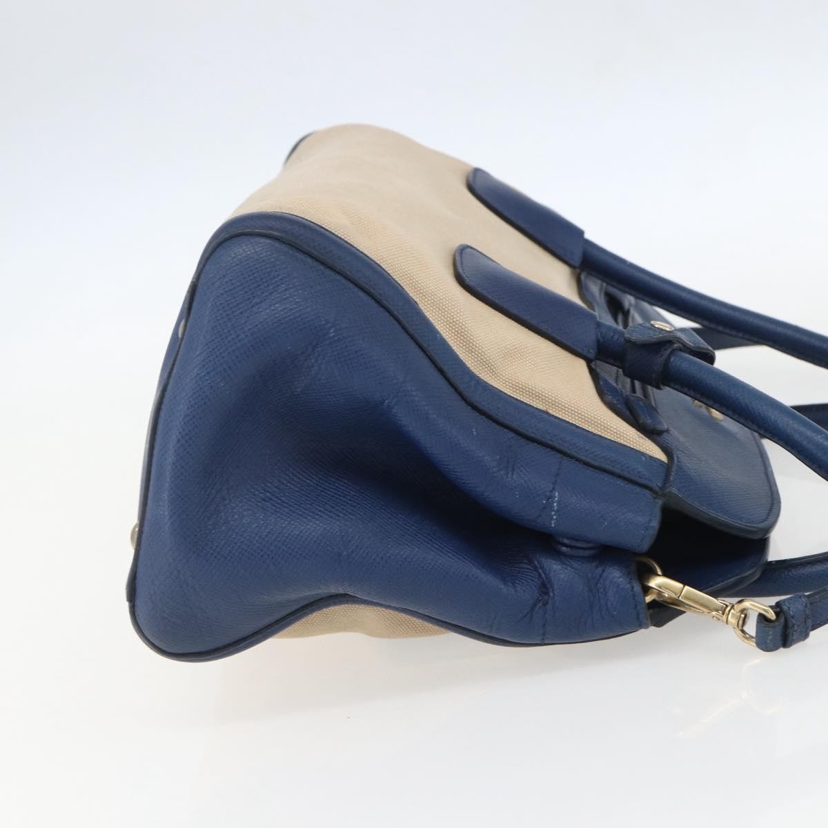 Prada Cuir Frame Convertible Tote Canvas and Saffiano Leather, BEIGE, CANVAS, Tote bag