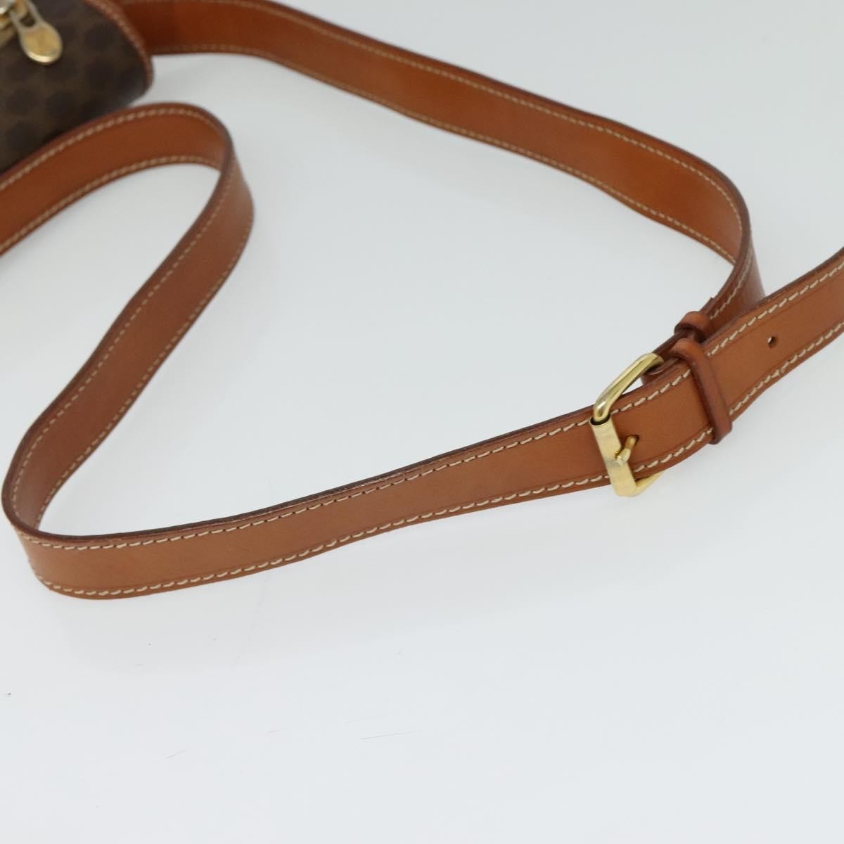 Celine Vintage Macadam Shoulder Bag Canvas and Leather, Brown, Canvas, Shoulder Bag
