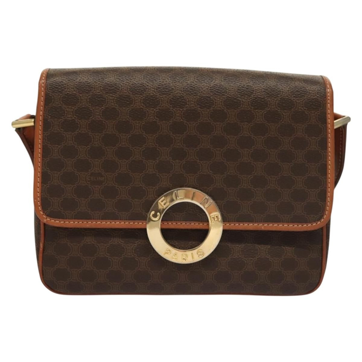 Celine Macadam Shoulder Bag PVC Leather, BROWN, CANVAS, Shoulder bag