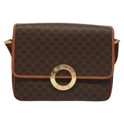 Celine Macadam Shoulder Bag PVC Leather, BROWN, CANVAS, Shoulder bag