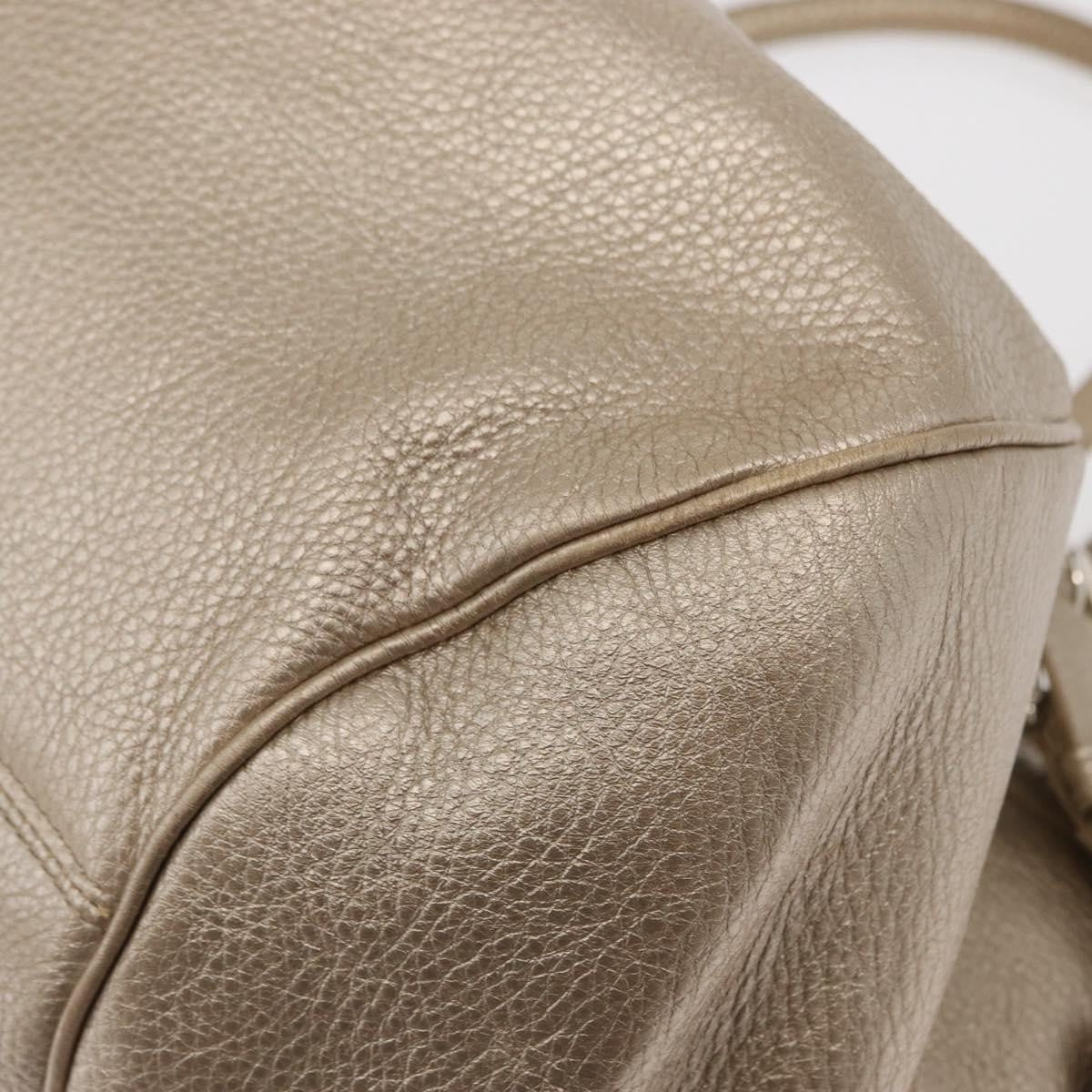 Salvatore Ferragamo Gancini handbag Leather, GOLD, LEATHER, Handbag