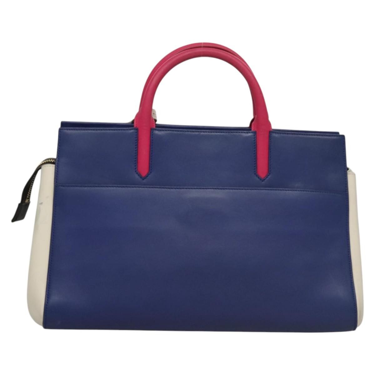 Saint Laurent Multicolor Rive Gauche Cabas Leather, BLUE, LEATHER, Handbag