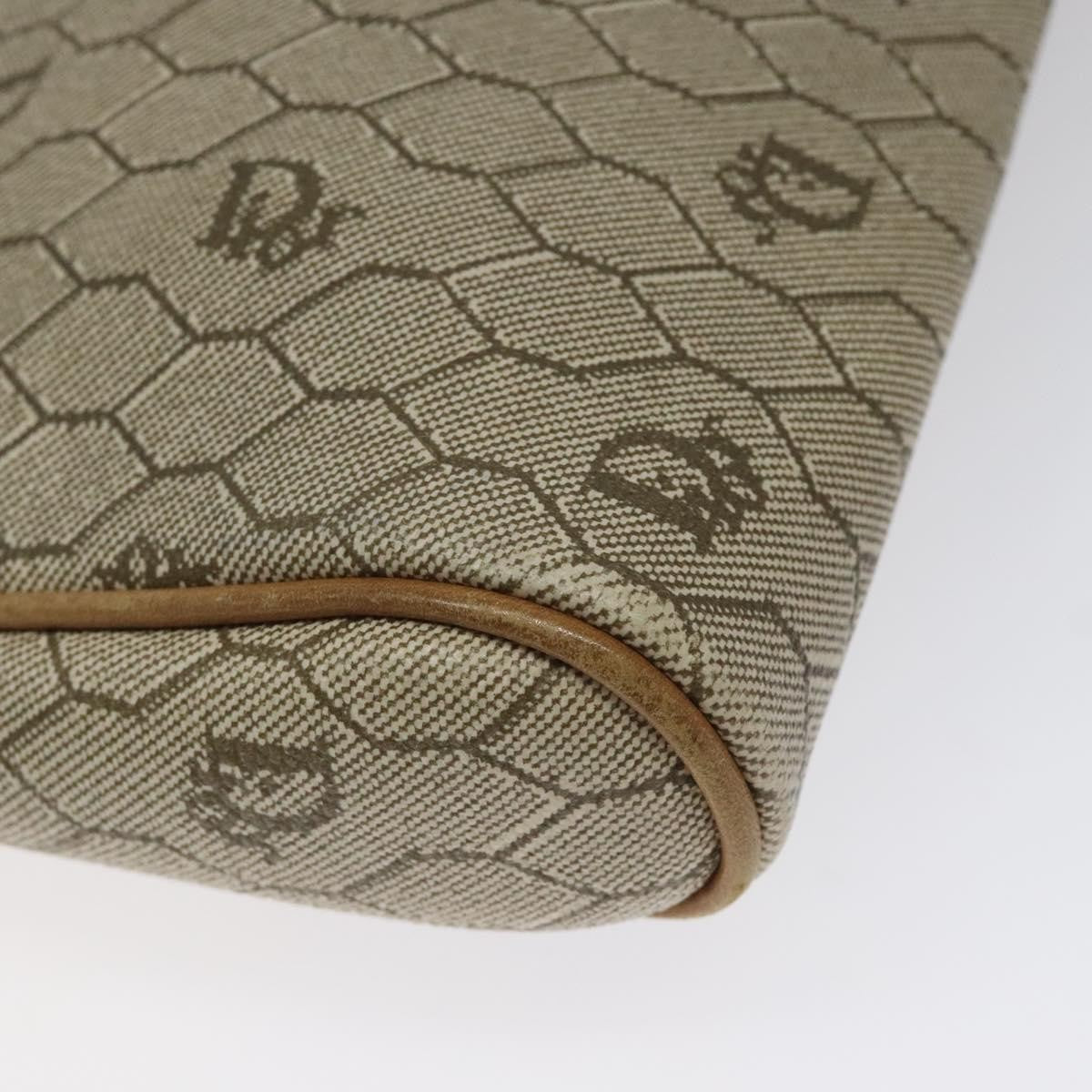 Christian Dior Vintage Honeycomb Zip Pouch Coated Canvas, BEIGE, CANVAS, Clutche & pouche