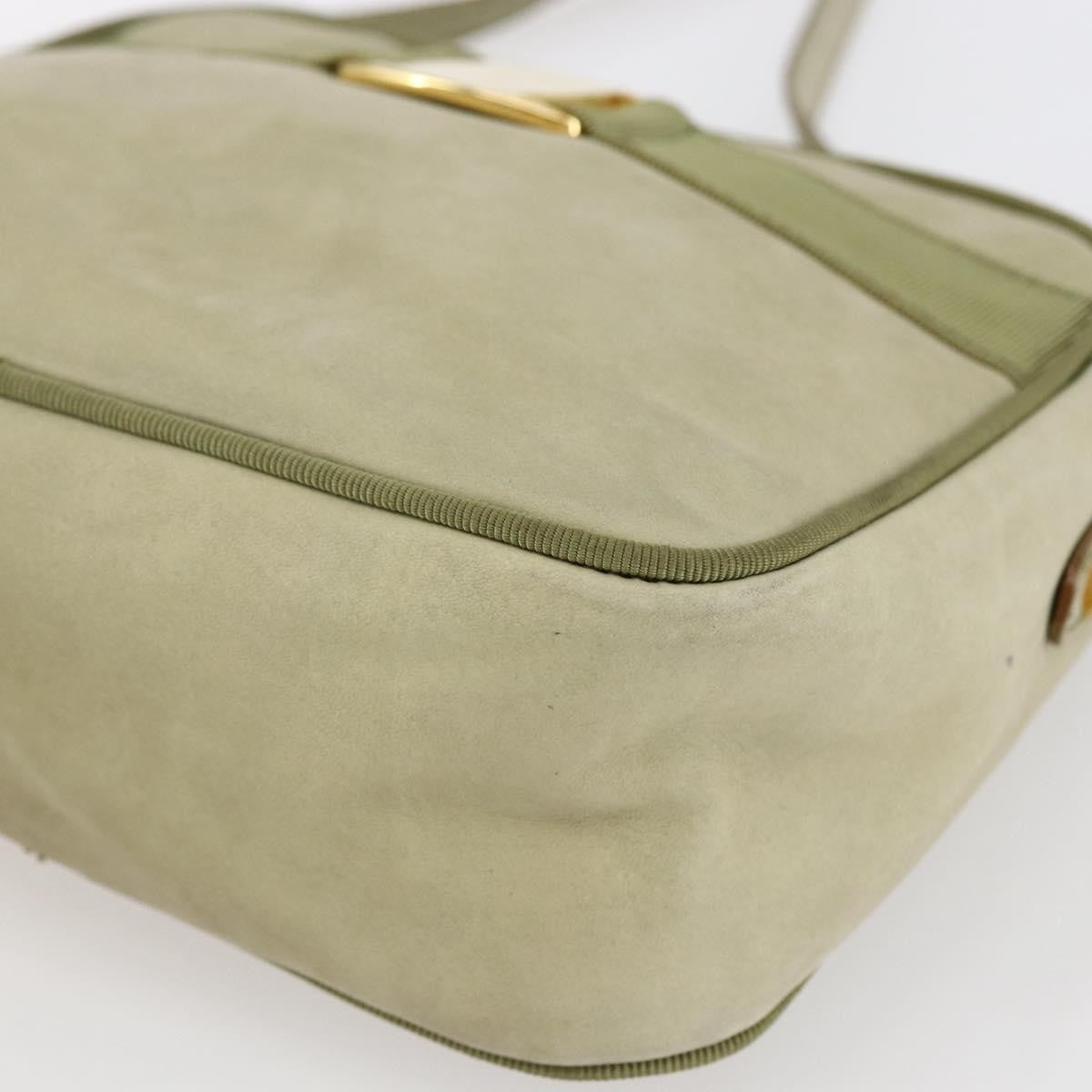 Salvatore Ferragamo Vala Shoulder Bag Suede, GREEN, SUEDE, Shoulder bag