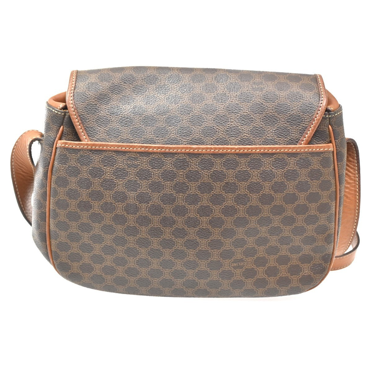 Celine Vintage Macadam Shoulder Bag Canvas and Leather, BROWN, CANVAS, Shoulder bag
