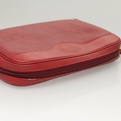 Burberry Logo Zip Around Pouch Leather, RED, LEATHER, Clutche & pouche