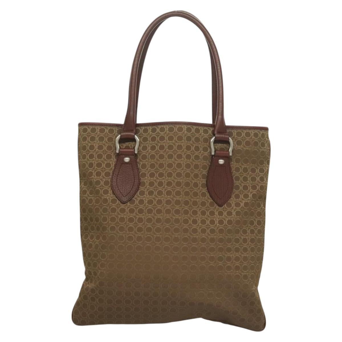 Salvatore Ferragamo Gancini Tote Gancini Canvas, BROWN, CANVAS, Tote bag