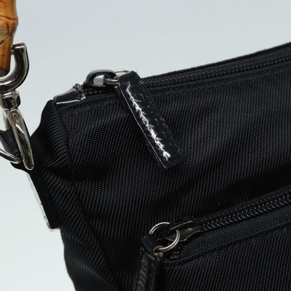 Gucci Vintage Bamboo Handle Bag Nylon, Black, Nylon, Handbag