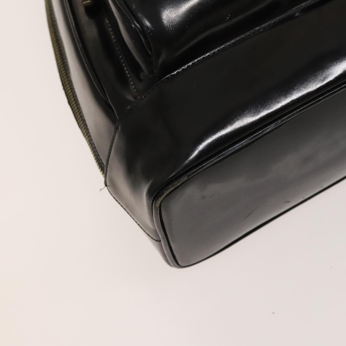 Gucci Vintage Bamboo Backpack Patent, Black, Patent Leather, Backpack