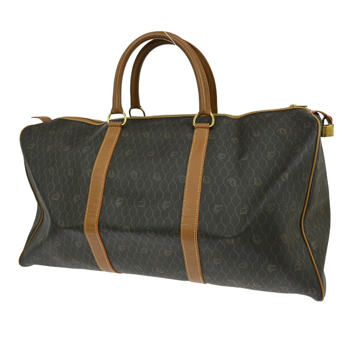 Christian Dior Vintage Honeycomb Boston bag Canvas and Leather, BLACK, PVC, Travel bag