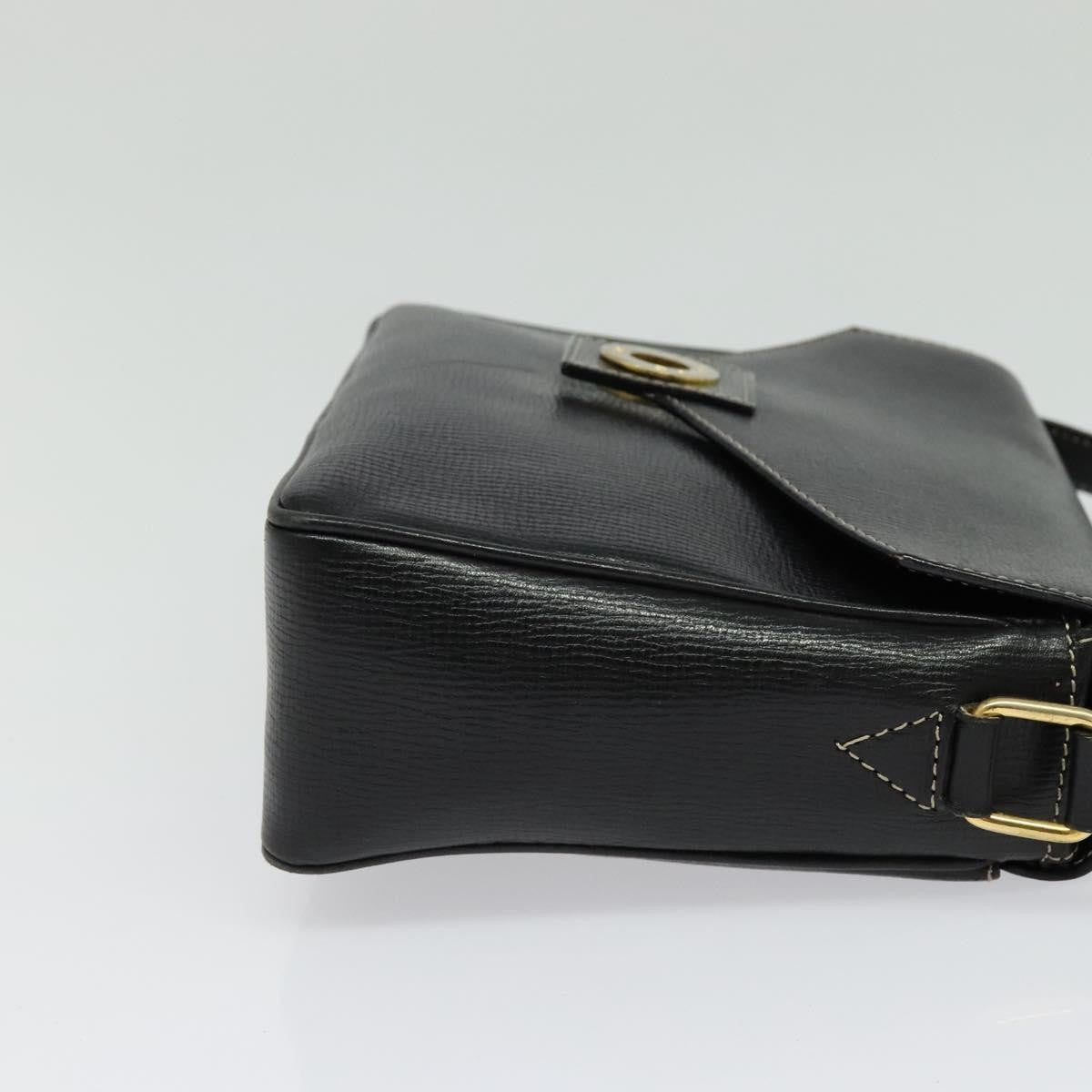 Celine Vintage Circle Logo Crossbody Bag Leather, BLACK, LEATHER, Crossbody bag