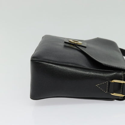 Celine Vintage Circle Logo Crossbody Bag Leather, BLACK, LEATHER, Crossbody bag