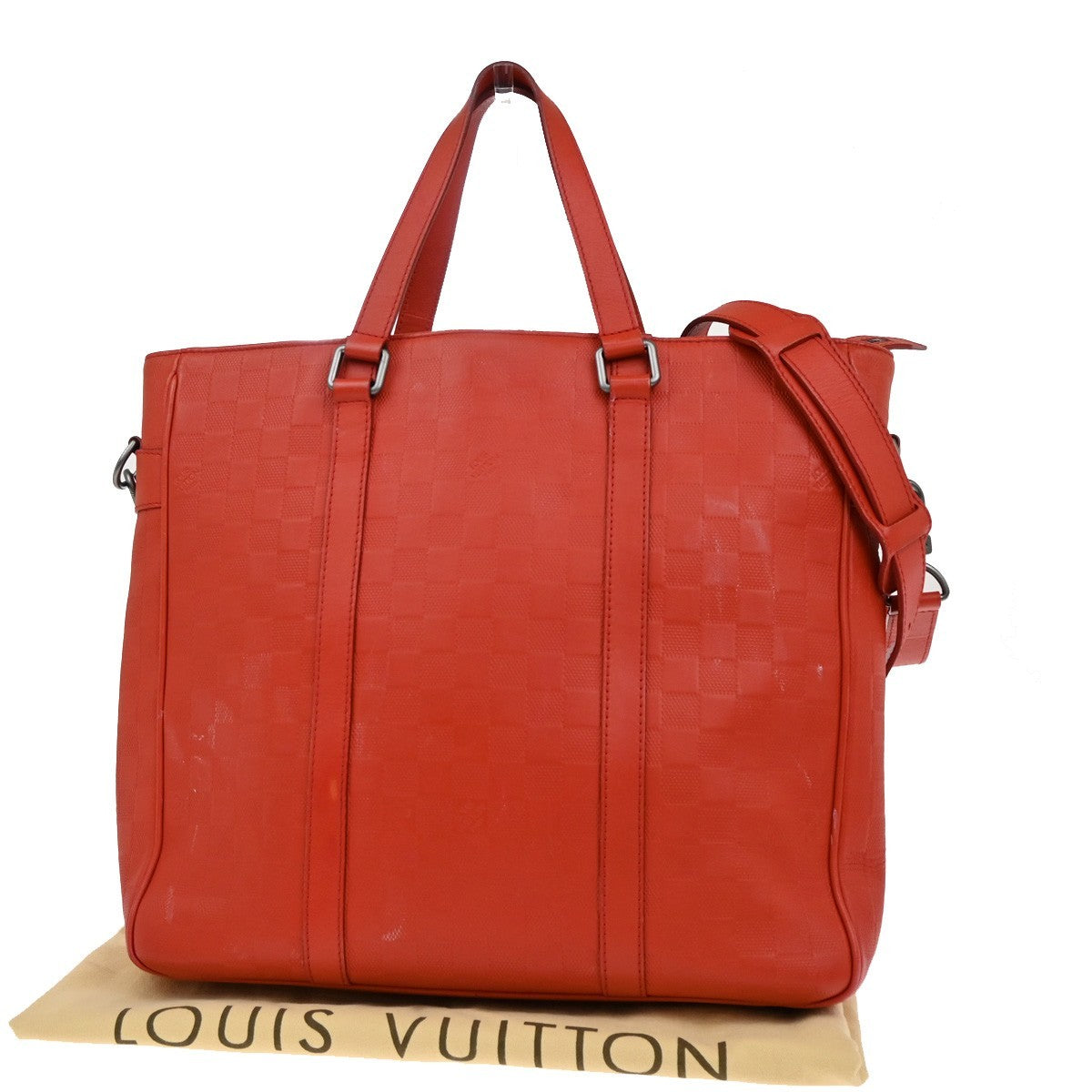 Louis Vuitton Tadao Handbag Damier Infini Leather, Red, Leather, Handbag
