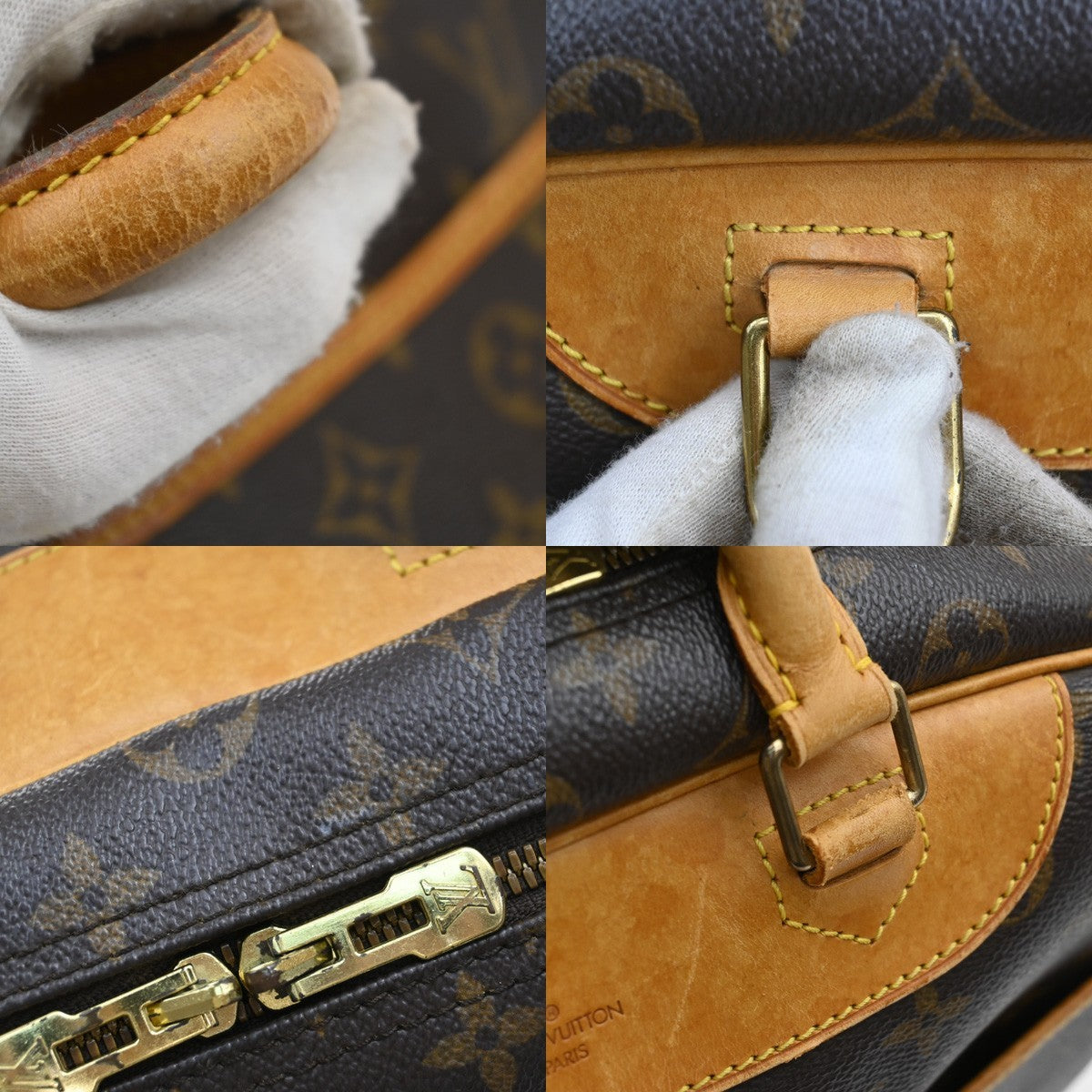 Louis Vuitton Deauville Handbag Monogram Canvas, BROWN, LEATHER, Handbag