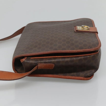 Celine Vintage Macadam Shoulder Bag Canvas and Leather, BROWN, CANVAS, Shoulder bag