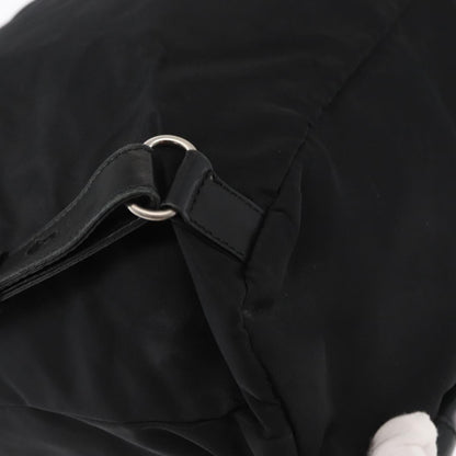 Prada Vela Double Front Pocket Backpack Tessuto with Saffiano Leather, BLACK, NYLON, Backpack