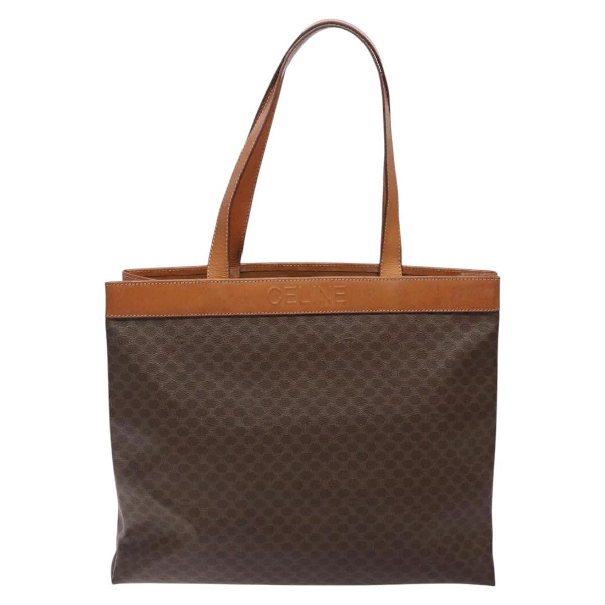 Celine Vintage Macadam Handbag Leather, BROWN, PVC,Leather,Canvas, Handbag