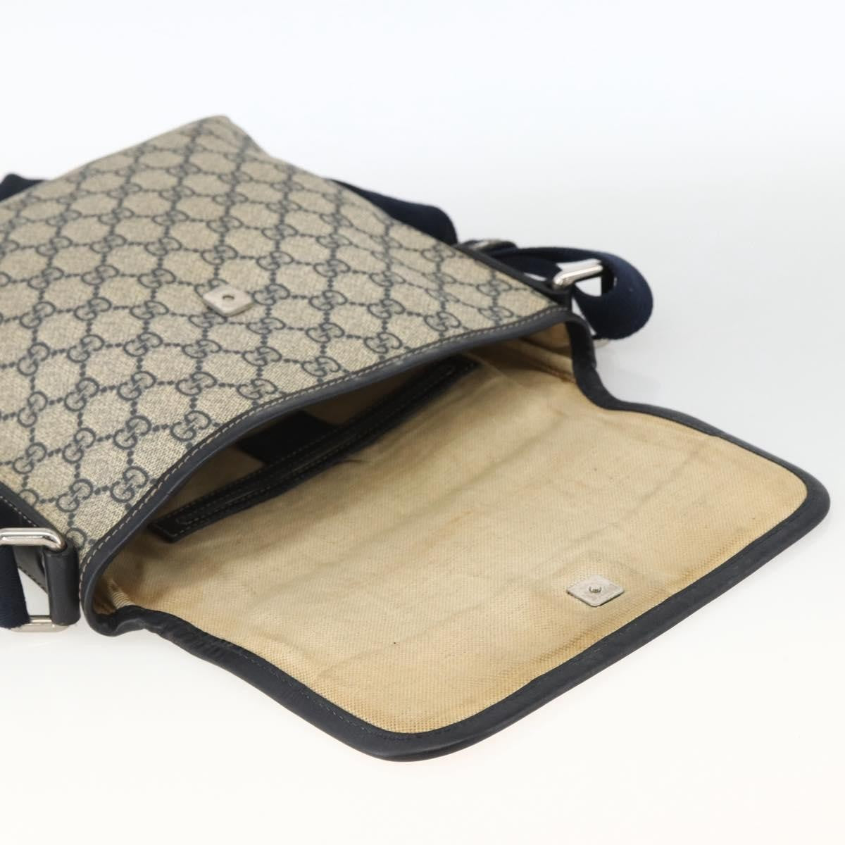 Gucci Flap Messenger GG Coated Canvas, Navy, Canvas, Shoulder Bag