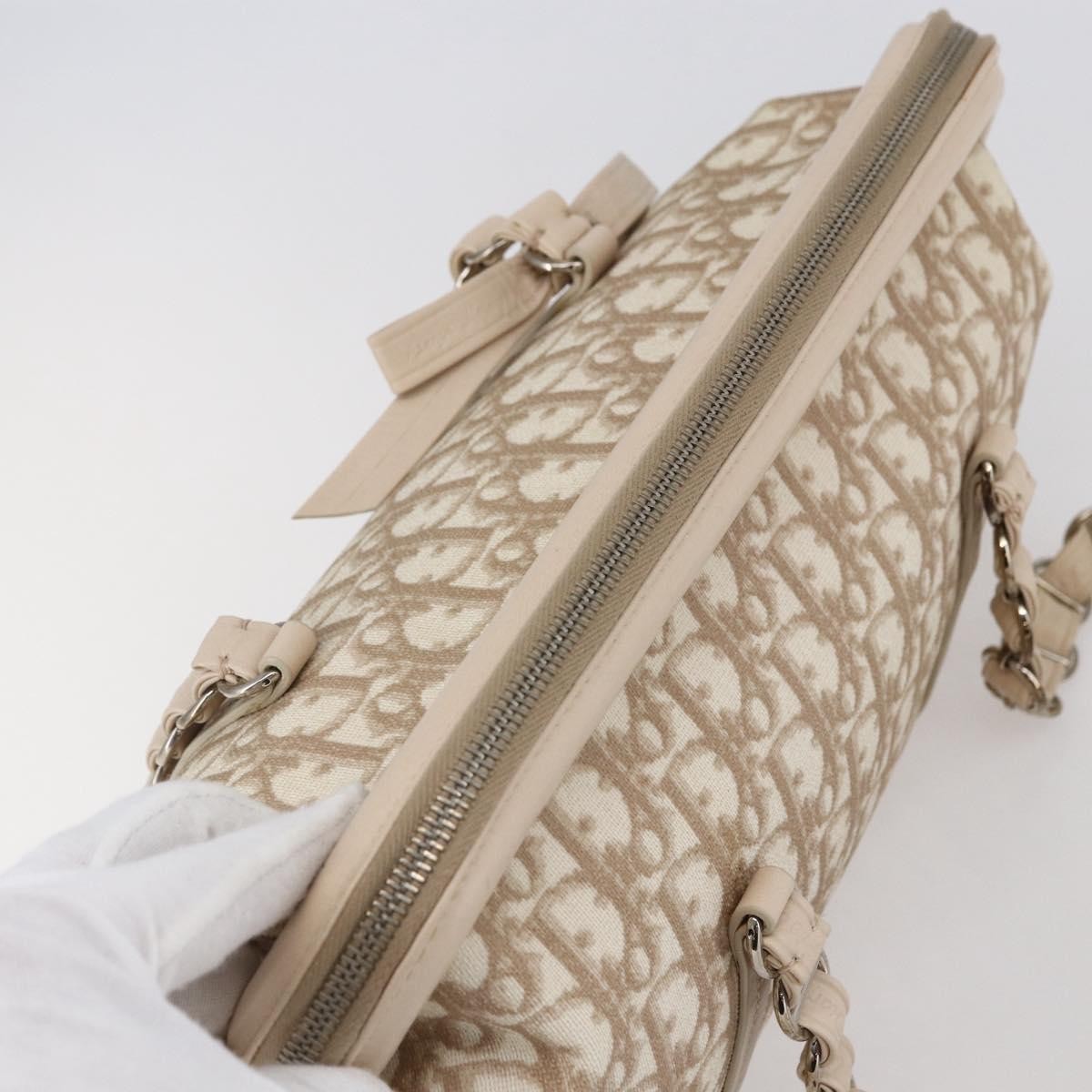 Christian Dior Vintage Trotter Romantique Zip Satchel Diorissimo Coated Canvas, BEIGE, CANVAS, Tote bag