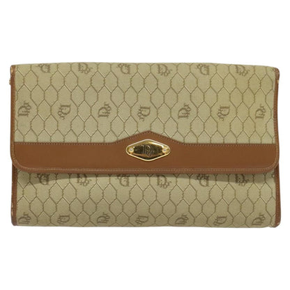 Christian Dior Vintage Honeycomb chain Canvas, BEIGE, CANVAS, Handbag