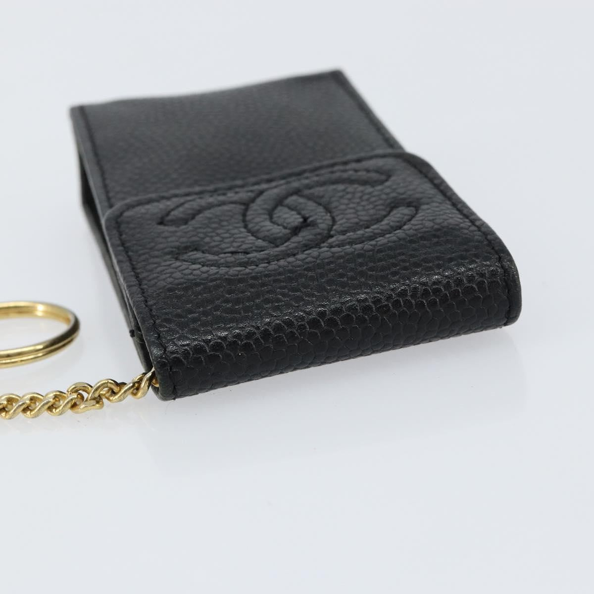 Chanel Vintage CC Phone Holder Crossbody Bag Caviar, BLACK, LEATHER, Clutche & pouche