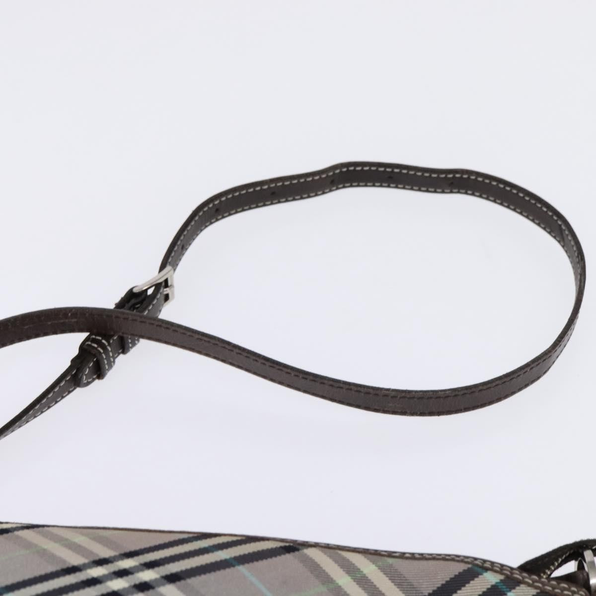 Burberry Nova Check Blue Label Canvas, Gray, Nylon, Shoulder Bag