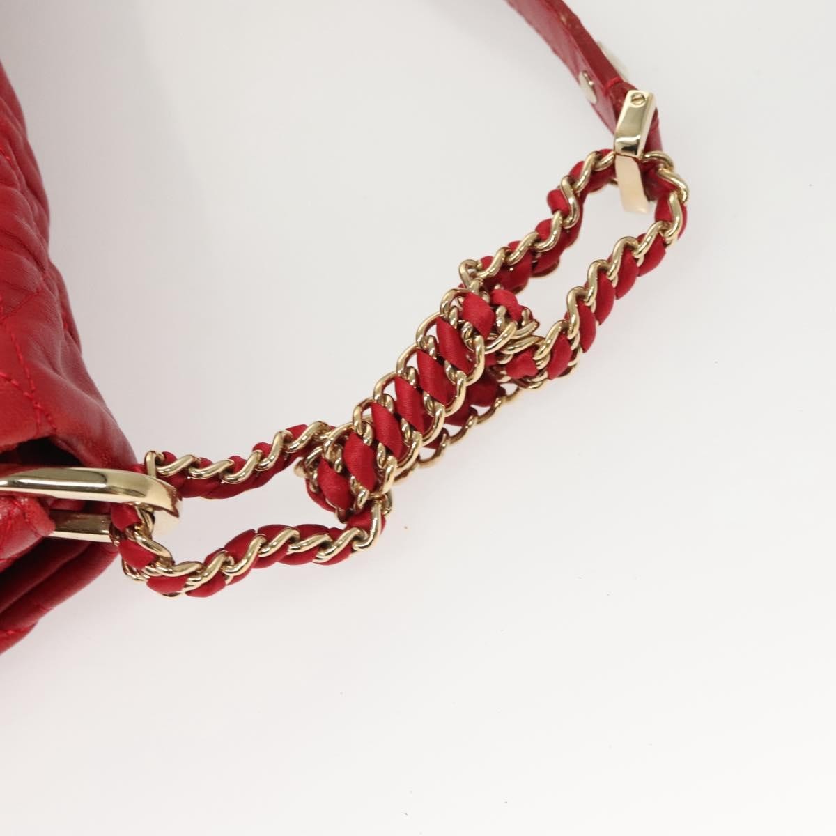 Christian Dior Delidior Chain Shoulder Bag Cannage Quilt Leather, RED, LEATHER, Shoulder bag