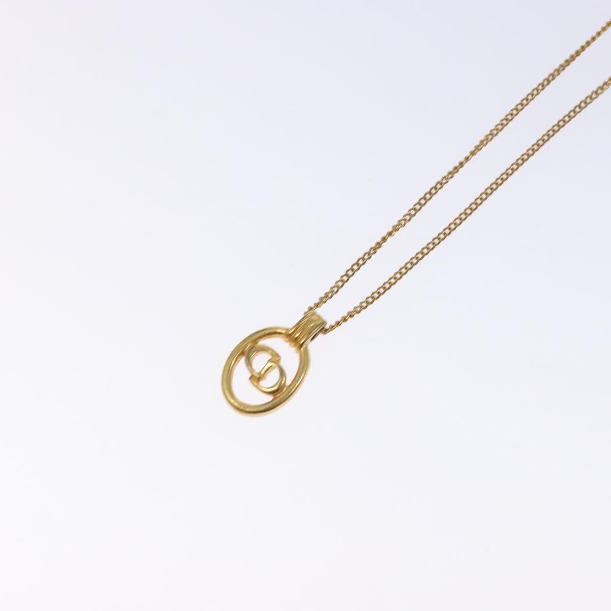 Christian Dior CD Round Pendant Necklace Metal, GOLD, METAL, Necklace